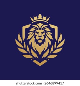 Guardian of Harmony. A lion behind a shield and surrounded by leaves, representing strength that protects life and peace.
