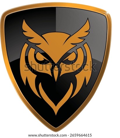 Guardian owl shield logo concept. A symbol of wisdom, security, and strength. Vector illustration ideal for an esports team mascot or a security brand identity.