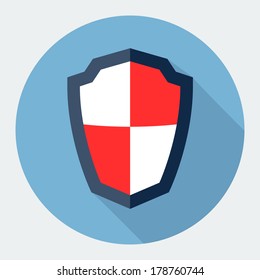 Guardian shield, protection flat icon with long shadow