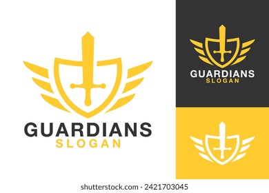 Guardian Shield Sword Wings Logo Design