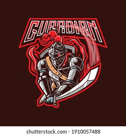 Guardian with sword mascot logo