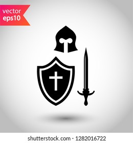 Guardian vector sign. Warrior icon. Warrior flat symbol