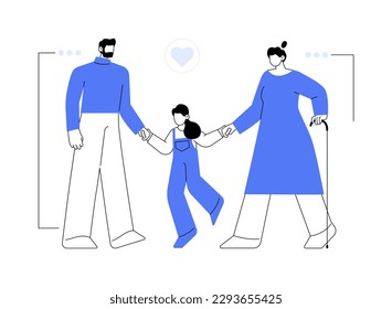 Guardianship abstract concept vector illustration. Child custody, legal guardian authority, stepfather stepmother, foster care parent, family lawyer, happy parenting, adoption abstract metaphor.