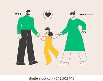 Guardianship abstract concept vector illustration. Child custody, legal guardian authority, stepfather stepmother, foster care parent, family lawyer, happy parenting, adoption abstract metaphor.