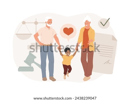 Guardianship isolated concept vector illustration. Child custody, legal guardian authority, stepfather stepmother, foster care parent, family lawyer, happy parenting, adoption vector concept.