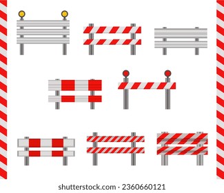 guardrail, vector, construction, under construction, traffic, barrier, crash barrier, set