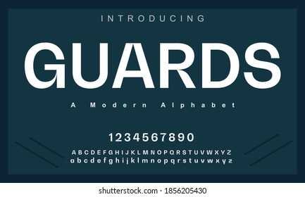 Guards font. Elegant alphabet letters font and number. Lettering Minimal Fashion Designs. Typography fonts regular uppercase and lowercase. vector illustration