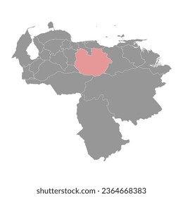 Guarico state map, administrative division of Venezuela.