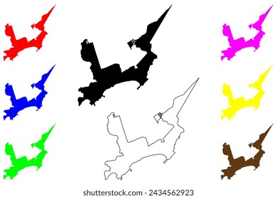 Ciudad de Guaruja (República Federativa de Brasil, estado de Sao Paulo) mapa ilustración vectorial, dibujo a mano alzada Mapa de Guarujá