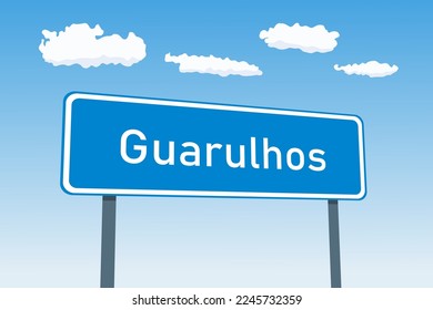 Guarulhos city sign in Brazil. City limit welcome road sign.