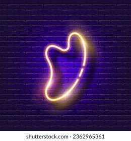 Guasha massager facial scraper neon icon. Beauty and youth concept.