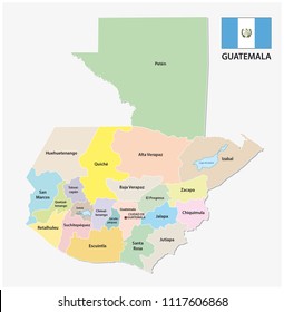 guatemala administrative and political vector map with flag