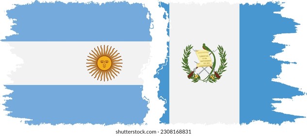 Guatemala and Argentina grunge flags connection, vector