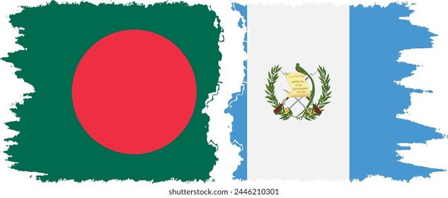 Guatemala and Bangladesh grunge flags connection, vector