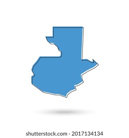 Mapa azul de Guatemala sobre fondo blanco