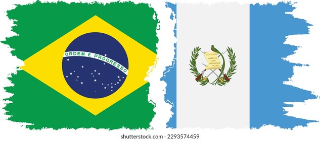 Verbindung Guatemala und Brasilien mit Grunge-Flaggen, Vektorgrafik