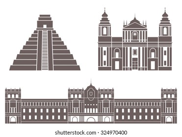 Guatemala buildings. Abstract buildings on white background