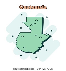 Guatemala cartoon colored map icon in comic style. Country sign illustration pictogram. Nation geography splash business concept.