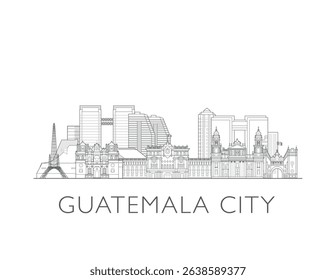 Guatemala City, Guatemala cityscape illustration skyline drawing