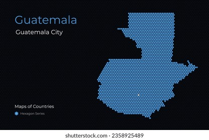 Guatemala, Guatemala City. Creative vector map. Maps of Countries. Central America. Hexagon Series.