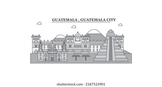 Guatemala, Guatemala City city skyline isolated vector illustration, icons