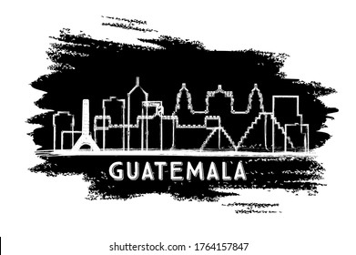 Guatemala City Skyline Silhouette. Hand Drawn Sketch. Business Travel and Tourism Concept with Historic Architecture. Vector Illustration. Cityscape with Landmarks.