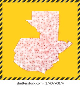 Guatemala closed - virus danger sign. Lockdown country icon. Black striped border around map with virus spread concept. Vector illustration.