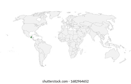 Guatemala country highlighted on world political map. Light gray background. Perfect for backgrounds, business concepts, backdrop, banner, label, sticker, chart, and wallpapers.