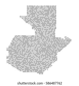 Guatemala country map made from binary code numbers. 

