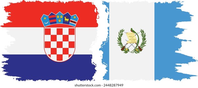 Guatemala and Croatia grunge flags connection, vector