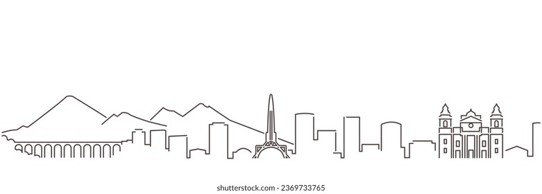 Guatemala Dark Line Simple Minimalist Skyline With White Background