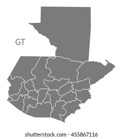 Guatemala departments Map grey