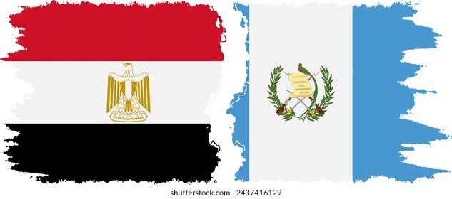 Guatemala and Egypt grunge flags connection, vector