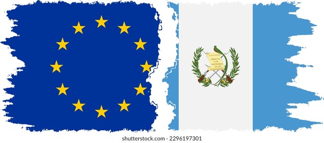 Verbindung Guatemala und Europäische Union mit Grunge-Flaggen, Vektorgrafik