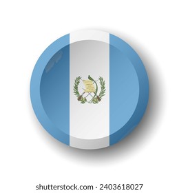 Bandera de Guatemala - botón de círculo 3D con sombra caída. Icono del vector.