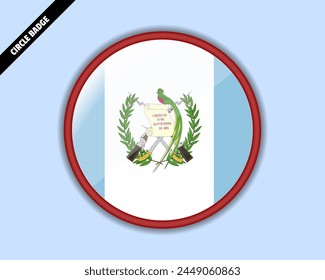 Insignia del círculo de la bandera de Guatemala, diseño del Vector, emblema oval de Guatemala, signo redondeado con reflexión, patriotismo y concepto de comercio, logotipo con la bandera del país