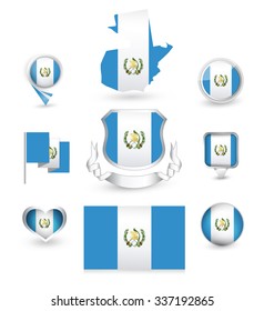 Guatemala Flag Collection. Vector icon set.