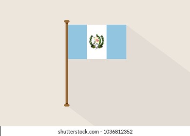 Guatemala flag with flagpole,vector illustration
