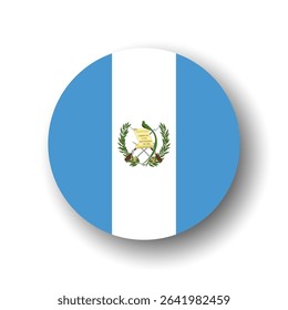 Guatemala flag - flat vector circle icon or badge with dropped shadow.
