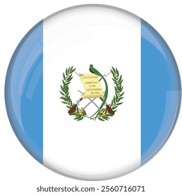 Guatemala flag with glossy rounded button for football team and national emblem