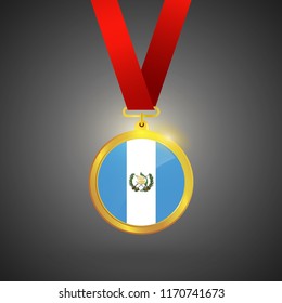 Guatemala Flag in gold Medal, Golden Badge, Sport Game Golden Challenge Award. Vector Illustration.