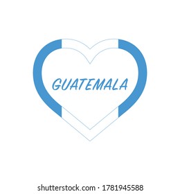 Guatemala flag in heart. I love my country. sign. Stock vector illustration isolated on white background.