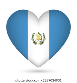 Guatemala flag in heart shape. Vector illustration.