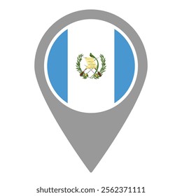 Guatemala flag location pin, flag application, Flag on Location Pin, graphic design, map pointer, vector illustration.