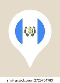 Pin de ubicación del mapa de la bandera de Guatemala, un ícono de Vector moderno para viajes y geografía en un fondo aislado..
