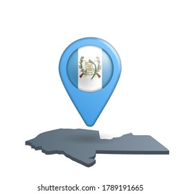 Guatemala flag map pin on white