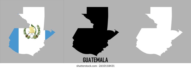 Guatemala flag and map shape black and gray color