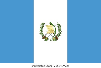 Guatemala flag in official colors, dimensions and aspect ratio. Vector flag symbolizing national pride, identity, heritage, patriotism and authority