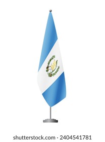 Guatemala flag on flag stand for official meetings, transparent background, vector