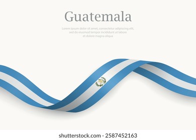 Guatemala flag on Waving ribbon. Template for independence day